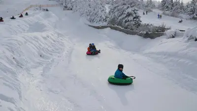 Kinder beim Snowtubing am Homberg