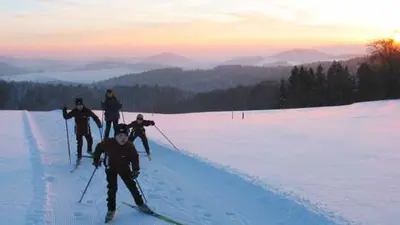 Langläufer auf einer Loipe in Sankt Oswald-Riedlhütte