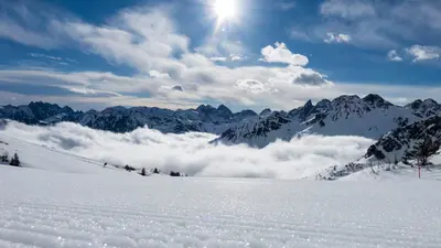 Frisch präparierte Piste im Skigebiet Fellhorn-Kanzelwand
