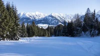 Aussicht über eine Piste am Höllwies