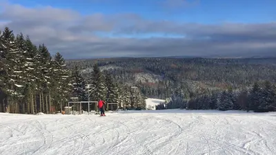 Blick auf die Piste des Skilift am Gründelwald