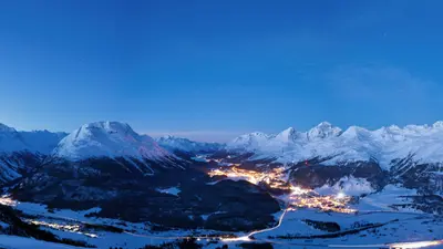 Panorama Muottas Muragl in der Abenddämmerung