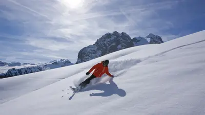 Snowboarder im Bereich Les Gouilles