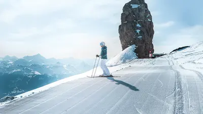 Skifahrer am Glacier 3000