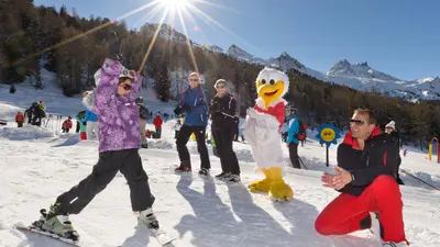 Skifahren mit der Familie in Grächen