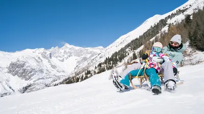 Schlittenfahren in Bellwald