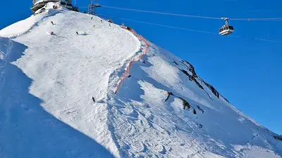 Blick auf Piste Nr. 10, die steilste Piste im Jungfrau Gebiet