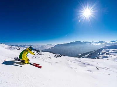Skifahrer am Flumserberg © Bergbahnen Flumserberg AG