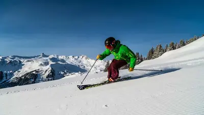 Skifahrer im Skigebiet Flumserberg