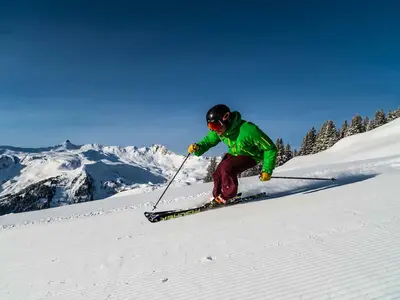 Skifahrer im Skigebiet Flumserberg © Bergbahnen Flumserberg AG