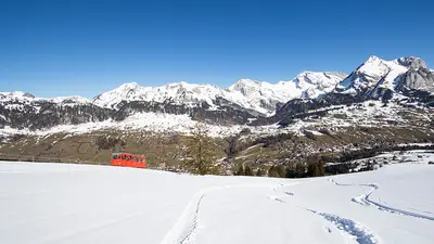 Blick auf die Standseilbahn Unterwasser im Toggenburg