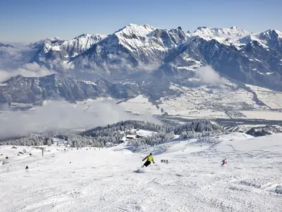 Blick über das Skigebiet Pizol © Pizolbahnen AG
