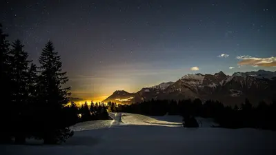 Nacht im Skigebiet Pizol