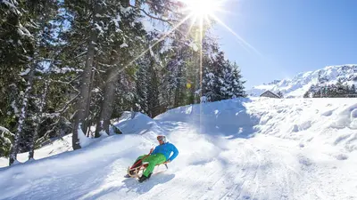 Schlittenfahren am Pizol