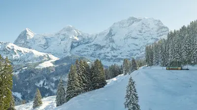 Winteregg vor dem Panorama Eiger, Mönch und Jungfrau