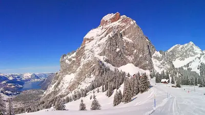 Blick auf die Pisten am Holzegg