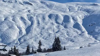 Blick auf die Piste in Obersaxen-Mundaun
