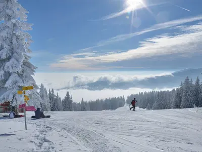 Blick auf eine Piste im Skigebiet Sainte-Croix / Les Rasses © C.Jaccard - www.vaud-photos.ch