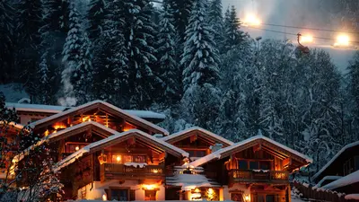 Abendstimmung in den Almchalets in Flachau