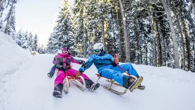 Schlittenfahrer auf dem Spieljoch