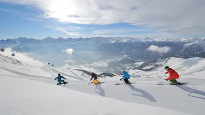 Skifahrergruppe im Skigebiet Serfaus-Fiss-Ladis