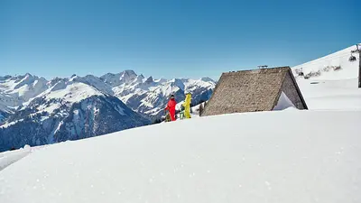 Panoramablick über das Skigebiet Diedamskopf
