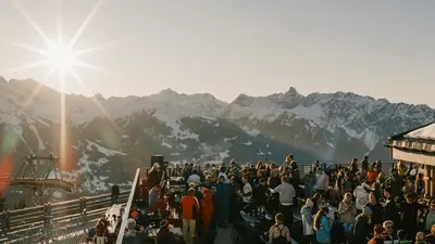 Sundowner Hanglage im Skigebiet Silvretta Montafon