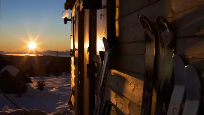 Sonnenuntergang im Skigebiet Falkert
