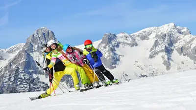 Skigruppe auf dem Hinterstoder