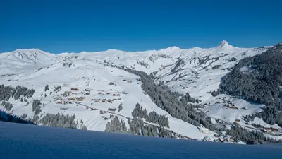 Blick auf das Skigebiet Damüls Faschina