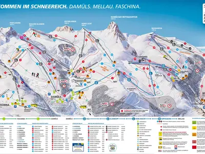 Pistenplan Damüls - Mellau - Faschina