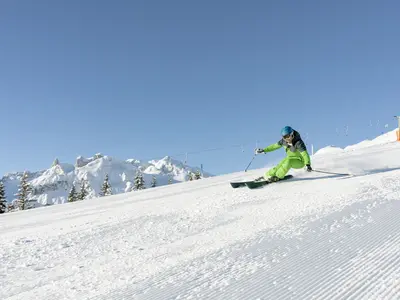 Skifahrer am Erlebnisberg Golm © Golm Silvretta Lünersee Tourismus GmbH, Stefan Kothner