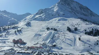 Blick auf das Skigebiet Kühtai