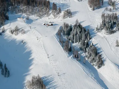 Luftaufnahme aus dem Skigebiet Zauchensee © Skigebiet Zauchensee / Matthias Fritzenwallner