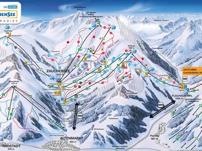 Pistenplan Zauchensee-Flachauwinkl - Ski amadé