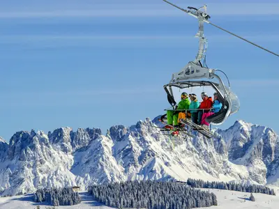 Sessellift in der SkiWelt Wilder Kaiser © SkiWelt Wilder Kaiser Brixental Foto: Christian Kapfinger