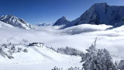 Blick auf die Pisten auf der Ehrwalder Alm
