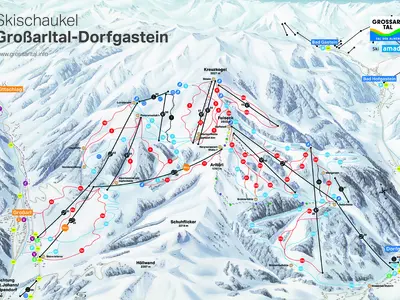 Pistenplan Skischaukel Großarltal - Dorfgastein - Ski amadé