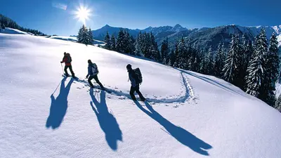 Winterwanderer in Ski Zillertal 3000