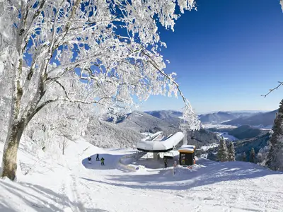 Blick auf die Bergstation der Sesselbahn © Niederösterreich Bahnen / Zwickl
