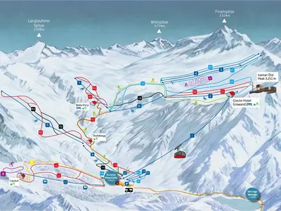 Pistenplan Alpin Arena Schnals - Schnalstaler Gletscher