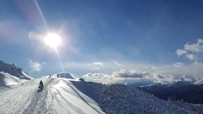 Wanderer auf einem Wanderweg in den Bergen