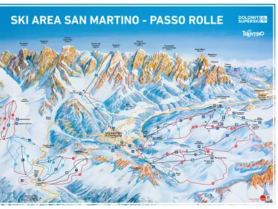 Pistenplan San Martino di Castrozza - Passo Rolle