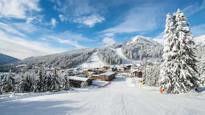 Blick auf die Piste Madonna di Campiglio
