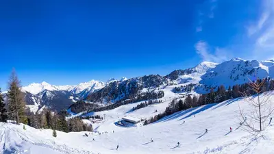 Piste in Speikboden mit Blick auf die Talstation