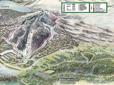 Pistenplan Sjusjoen Skicenter