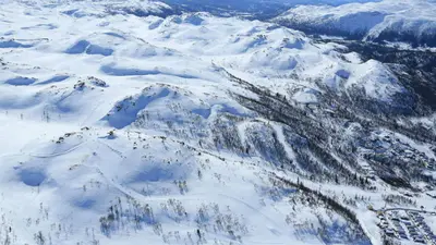 Blick auf das Skigebiet Rauland Skicenter aus der Luft