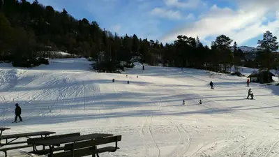 Skifahrer auf den Pisten im Skigebiet Rauland Skicenter