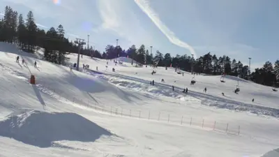 Blick auf die Pisten im Skigebiet Gautefall Alpine Centre