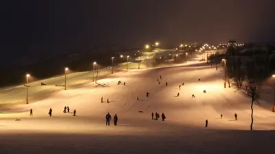 Nachtskifahren im Skigebiet Hovden